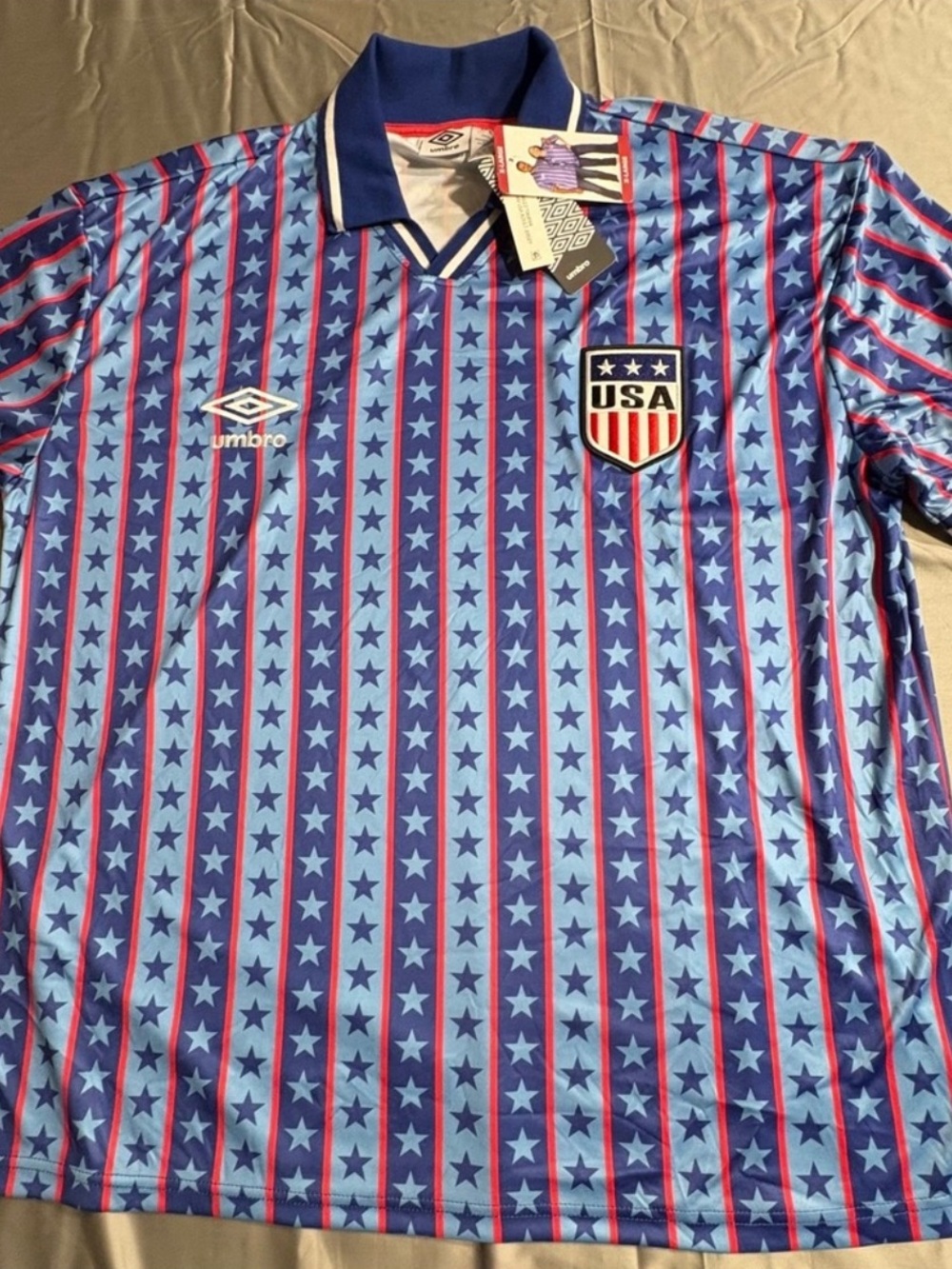 Umbro Blue and Red USA Star-Stripe Men's Soccer Jersey